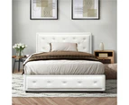 Oikiture Bed Frame King Single Size Gas Lift Base With Storage White Leather