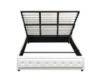 Oikiture Bed Frame King Size Gas Lift Base With Storage White Leather