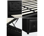 Oikiture Bed Frame King Size Gas Lift Base With Storage Black Leather