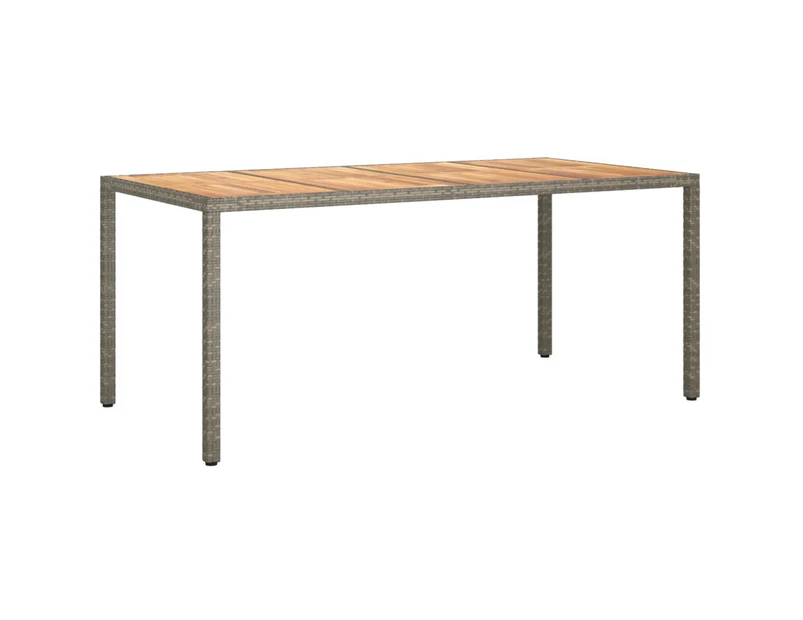vidaXL Garden Table 190x90x75 cm Poly Rattan and Acacia Wood Grey