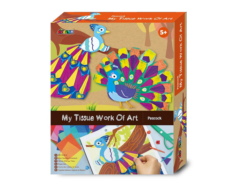 Avenir Tissue Art Peacock Creative Craft Kids/Children Fun Draw Activity 3y+