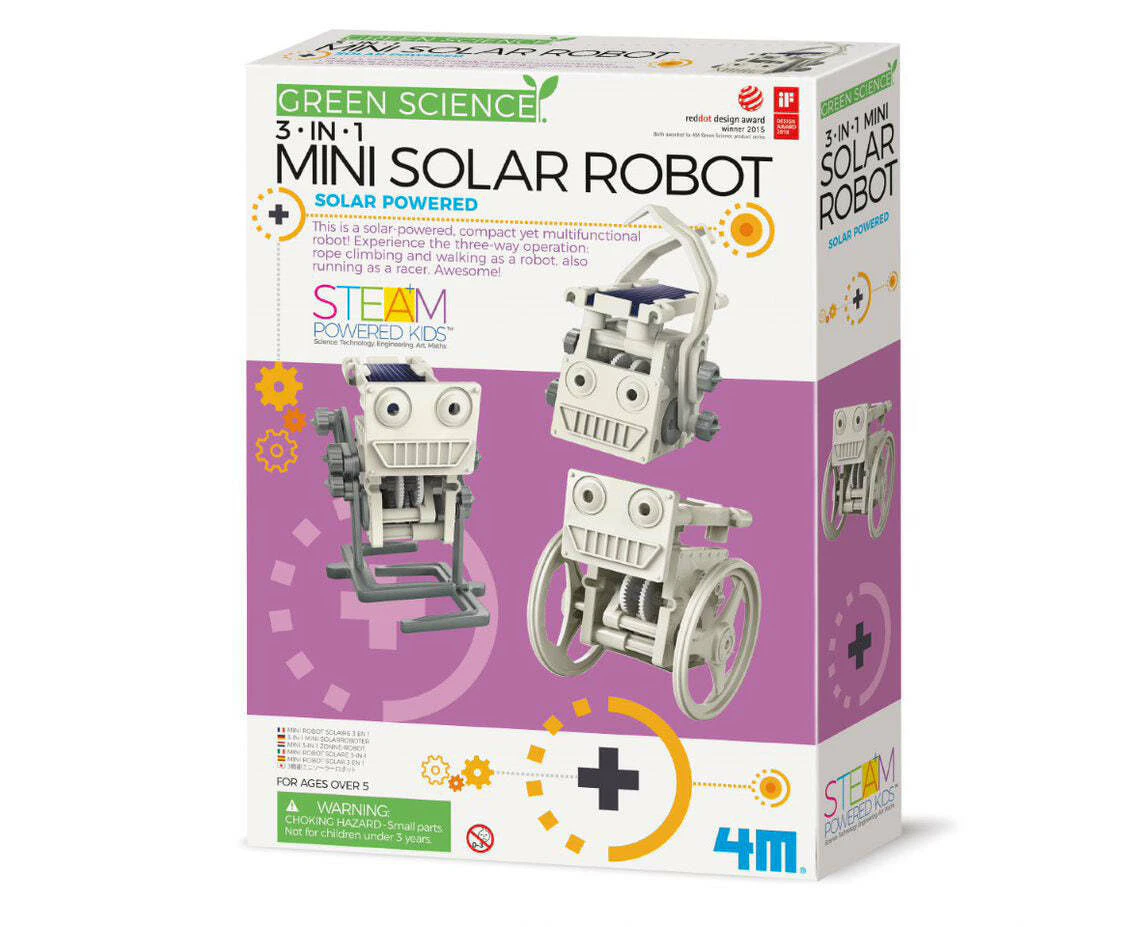 4M Eco Engineering 3-in-1 Mini Solar Powered Robot DIY Build/Play Kids Toy 8+