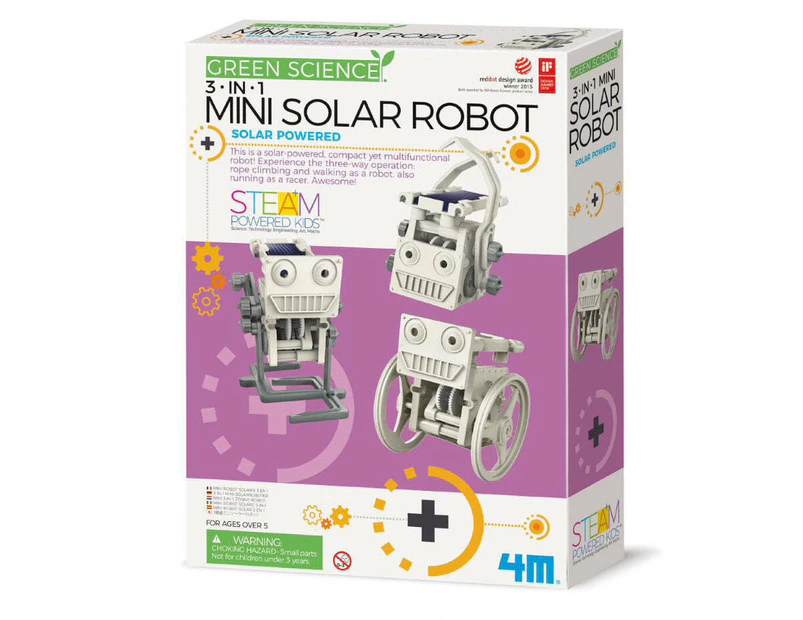 4M Eco Engineering 3-in-1 Mini Solar Powered Robot DIY Build/Play Kids Toy 8+
