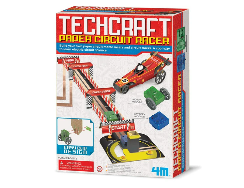 4M Techcraft Paper Circuit Motor Race Kit Educational Kids Activity Toy 5y+