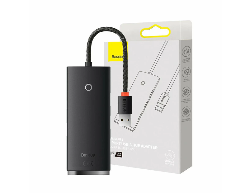 Baseus Hub Lite Series 4 Port USB HUB (USB 3.0 X 4 25cm) WKQX030001-Black