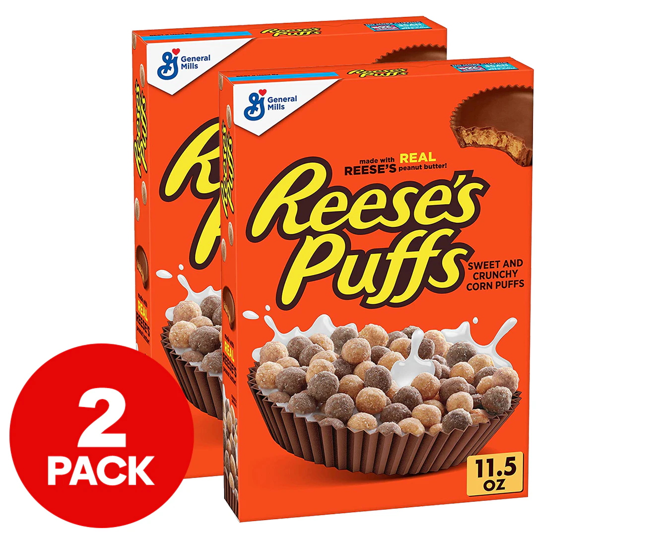 2 x General Mills Reese's Puffs Cereal 326g