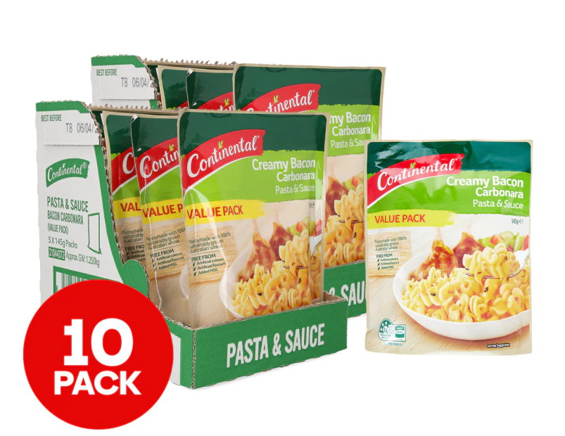 2 x 5pk Continental Pasta & Sauce Value Pack Creamy Bacon Carbonara