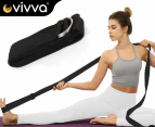 VIVVA Black Yoga Exercise Pilate Cotton Stretch Strap D-Ring Belt Leg Waist Resistance Band