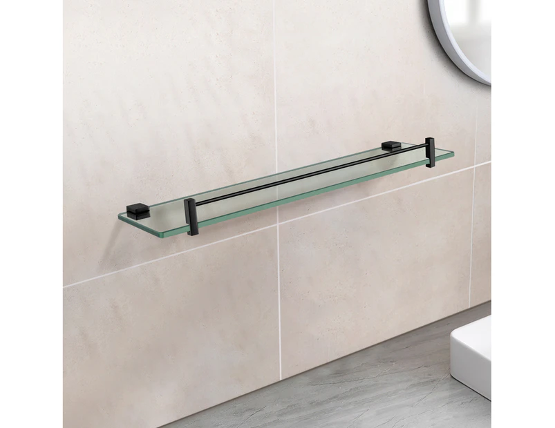 500mm Glass Shelf Bathroom Shower Stainless Steel Wall Storage holder Single Layer Shelf Black