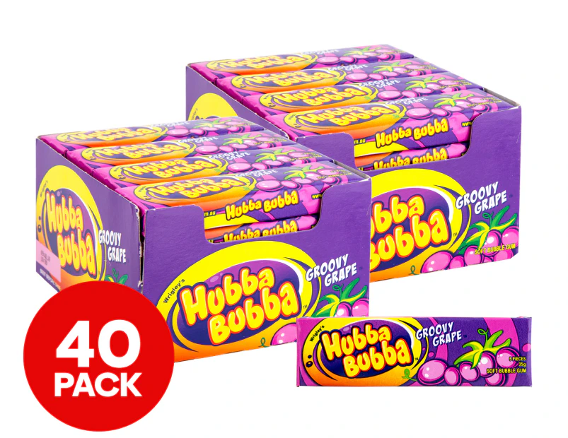 2 x 20pk Hubba Bubba Bubble Gum Groovy Grape