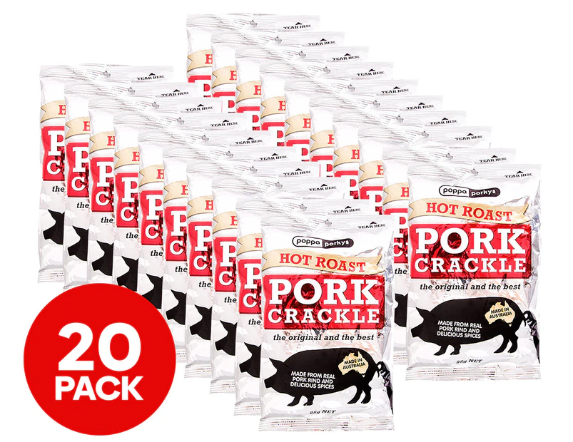 2 x 10pk Poppa Porkys Hot Roast Pork Crackle