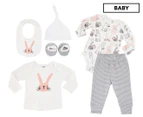 Gem Look Baby 6-Piece Organic Cotton Bunny Gift Set - Cream Stripe