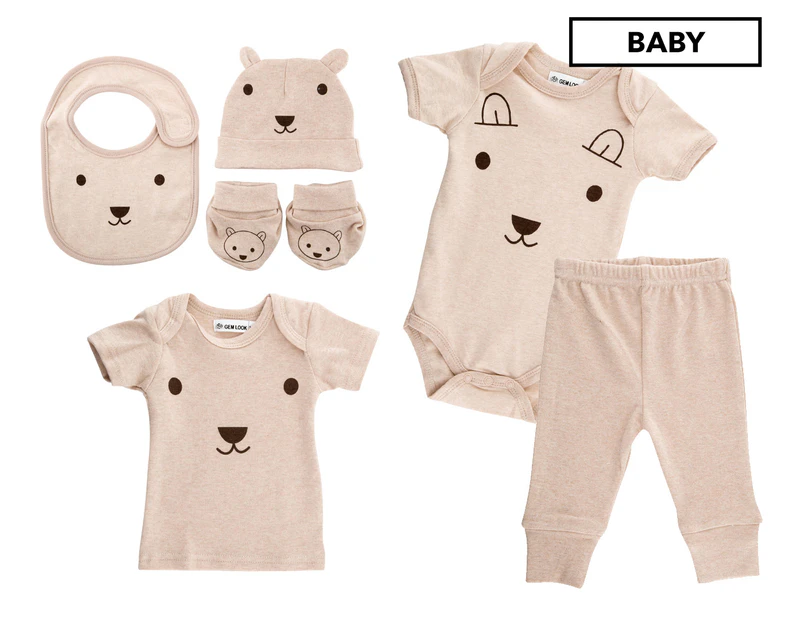 Gem Look Baby Size 0-6 Months Teddy Bear Organic Cotton 6-Piece Set