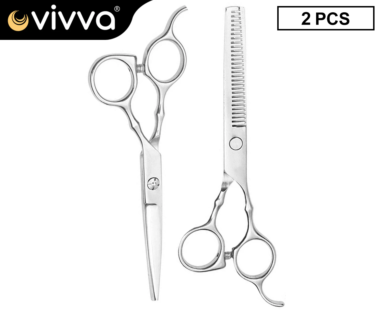 Vivva 2PCS 6 Inch Salon Hairdressing Scissors Hair Barber Shears Cutting Thinning Tool Set Scissors Set Stainless Steel