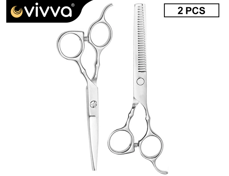 Vivva 2PCS 6 Inch Salon Hairdressing Scissors Hair Barber Shears Cutting Thinning Tool Set Scissors Set Stainless Steel