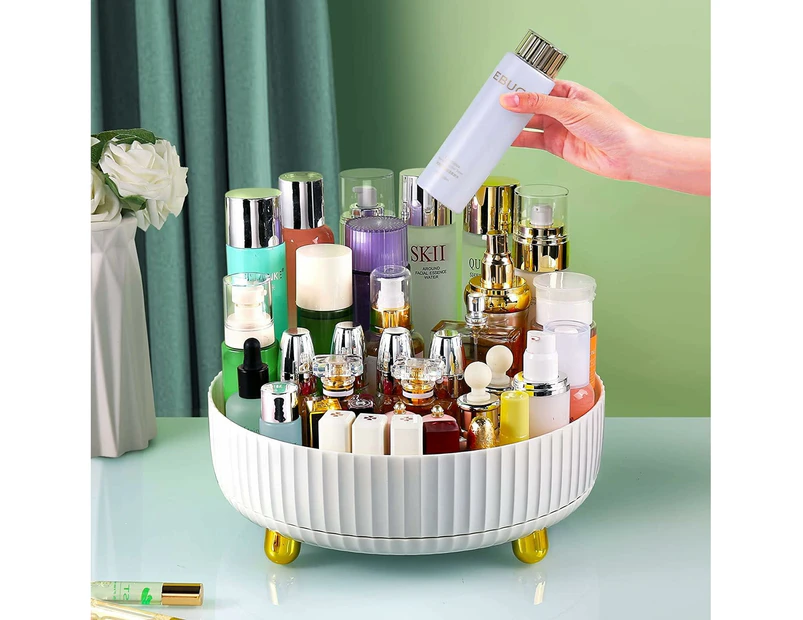 360 Degree Rotating Makeup Perfume Organizer Cosmetic Tray, Cosmetic Desk Storage Lotions Display Cases