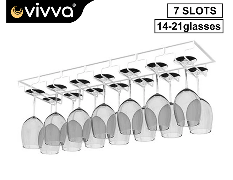 Vivva 7Slots White Useful Wine Glass Rack Holder Wall Hanger Hanging Bar Storage Drying Rack Stand 70X22.5cm
