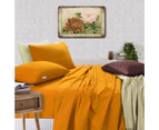 Elan Linen 100% Cotton Vintage Washed Bed Sheet Set - Mustard