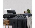 Elan Linen 100% Cotton Vintage Washed Bed Sheet Set - Charcoal