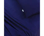 Elan Linen 100% Cotton Vintage Washed Bed Sheet Set - Navy Blue