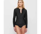 Target Resort Long Sleeve Zip Front Rash Vest - Black