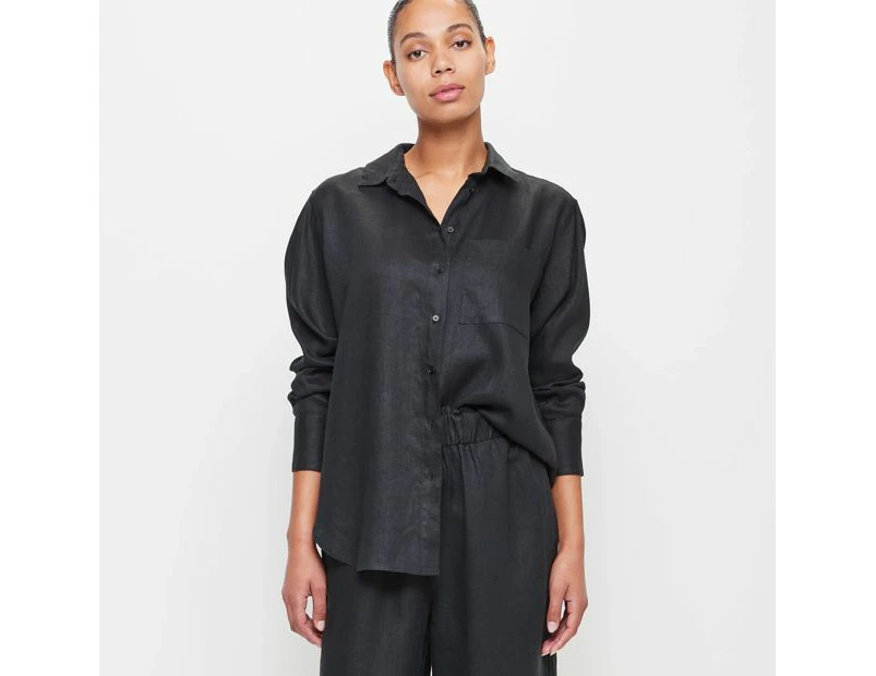 Target European Linen Long Sleeve Shirt - Black