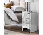 Artiss Bedside Table 3 Drawers Mirrored - QUENN Silver