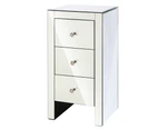 Artiss Bedside Table 3 Drawers Mirrored - QUENN Silver