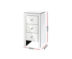 Artiss Bedside Table 3 Drawers Mirrored - QUENN Silver