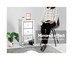 Artiss Bedside Table 3 Drawers Mirrored - QUENN Silver