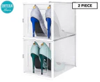 Ortega Home 2-Piece Stackable High Heel Shoe Box Set - White/Clear