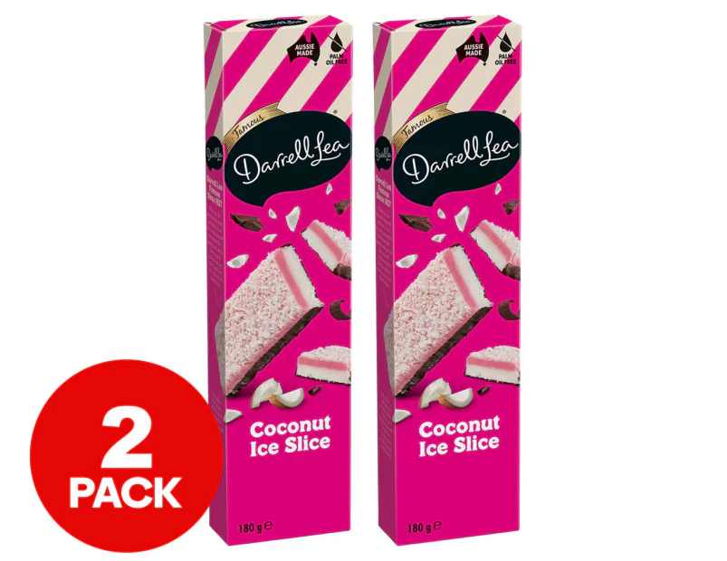 2 x Darrell Lea Coconut Ice Slice Gift Box 180g