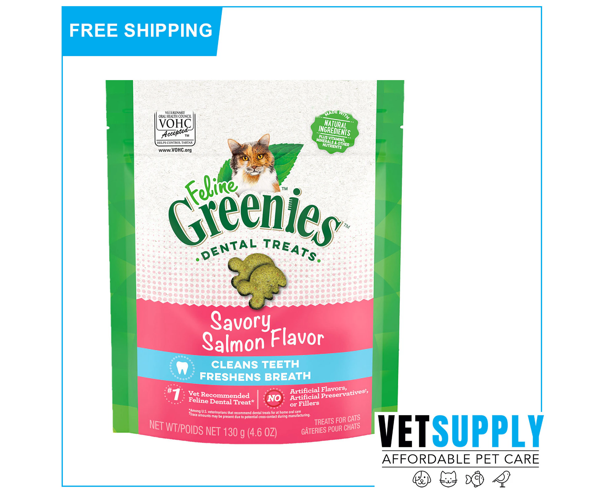 Greenies Feline Dental Treats Salmon Flavour For Cats  130 GM