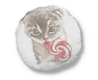 Little Cat Lollipop Watercolor Animal Round Throw Pillow Home Decoration Cushion