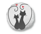 Cat Lovers Sihouette Animal Valentine Round Throw Pillow Home Decoration Cushion