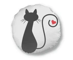 Heart Cat Sit Sihouette Animal Round Throw Pillow Home Decoration Cushion