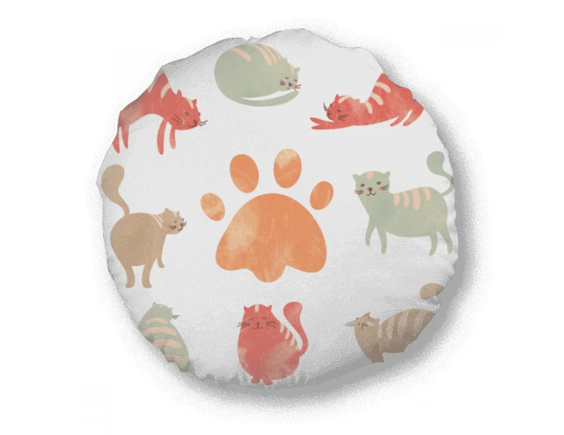 Animal Cute Cat Faly Footprint Round Throw Pillow Home Decoration Cushion