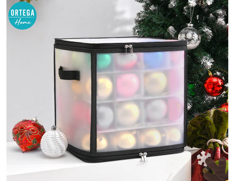 Ortega Home 64 Christmas Ornament Storage Box - Translucent White/Black