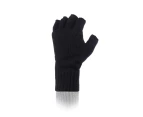 HEAT HOLDERS Warm Winter Fingerless Fleece Lined Thermal Gloves - Men's One Size - Black