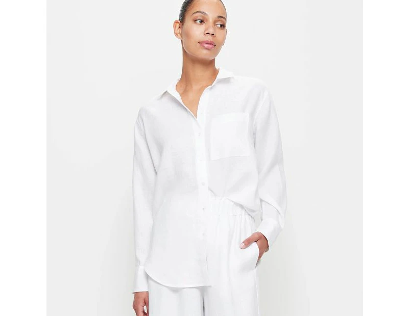 Target European Linen Long Sleeve Shirt - White