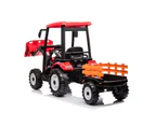 24V Tractor with roof and trailer - Red