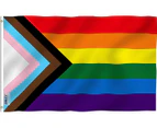 Large Progress Pride Rainbow Flag Heavy Duty Polyester - 90 X 150 CM  3ft x 5ft