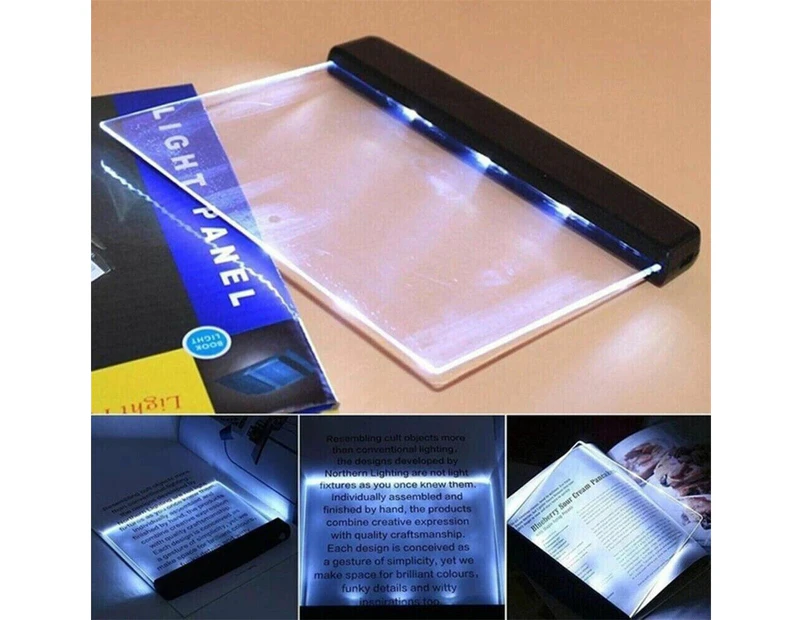LED Book Light Reading Creative Night Flat Plate Panel Lamps Portable Bedroom