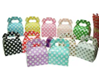 Party Favour Boxes x 12 Polka Dot Candy Gift Cardboard Gable Sweets Cake - Mixed Colours