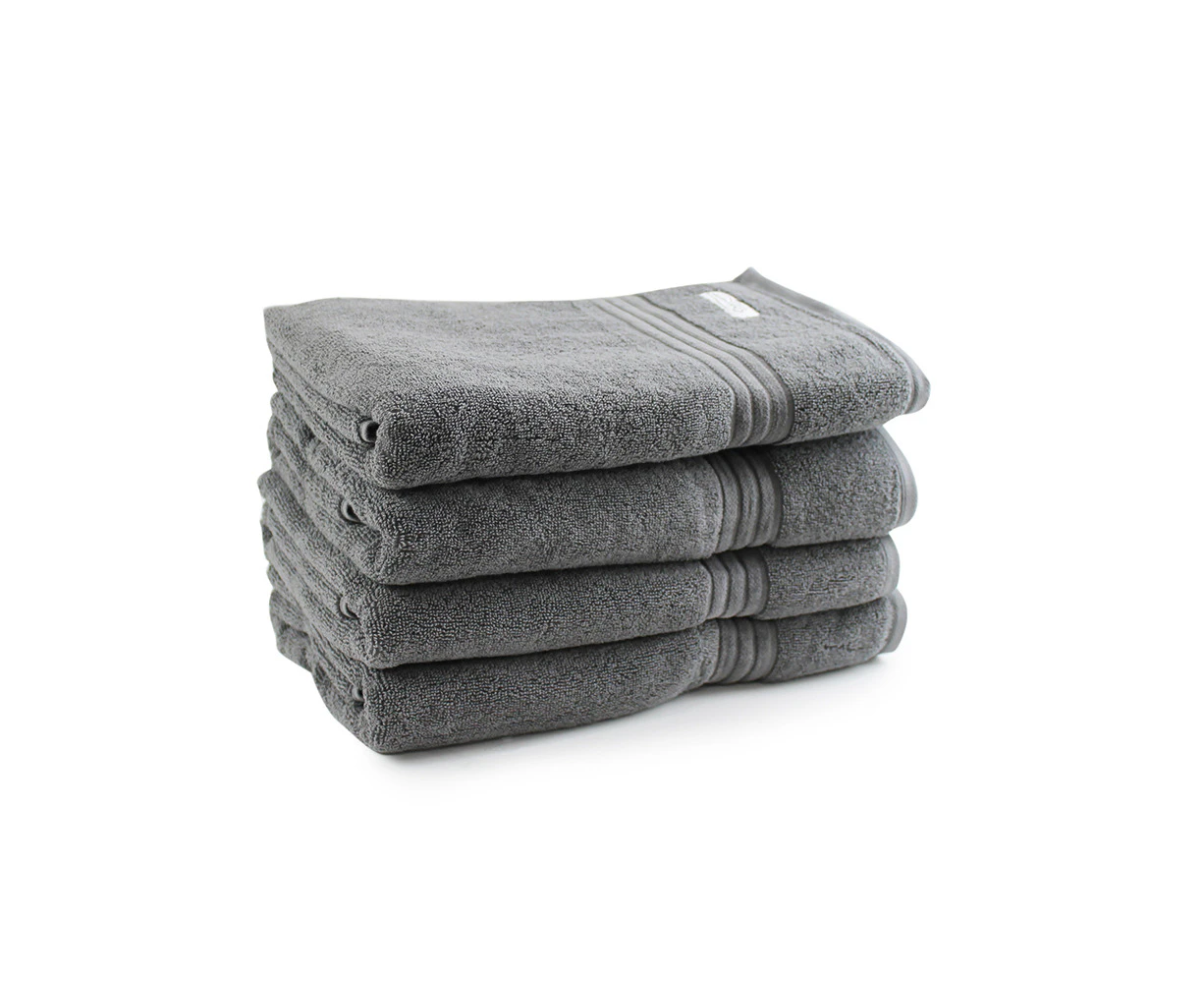 4pc Onkaparinga 69x140cm Cotton Flinders Premium Bathroom Towels 600GSM Charcoal