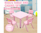 Kids Children Student Square Activity Table and 4 Chairs Light Pink 60x60cm S