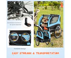 Costway Bike Trailer Foldable Pet Carrier Trolleys Dog Bicycle Stroller Travel w/3 Entrances&1 Warning Flag Blue