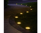 4 Pack Outdoor Solar Disc Lights Waterproof Ground Landscape Lighting For Garden Walkway Passage,Bronze White Light,8 Led