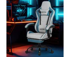 Ufurniture Ergonomic Gaming Chair with Footrest Computer Office Chair Light Grey & Blue