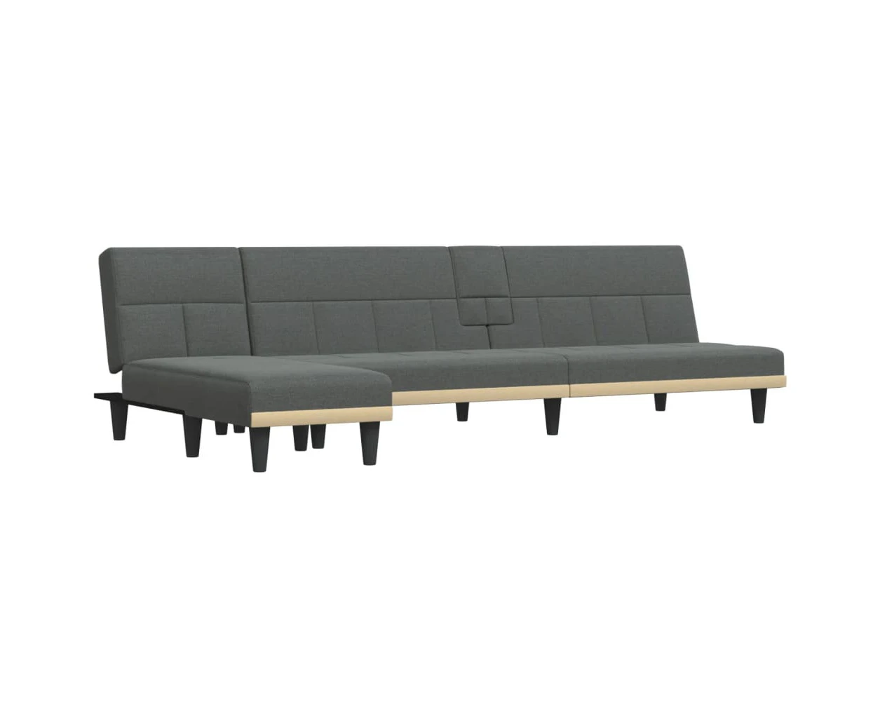 L-shaped Sofa Bed Dark Grey 255x140x70 cm Fabric